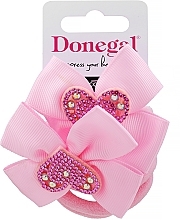 Резинки для волос FA-5665, 5 шт, розовые, бант с сердцем - Donegal — фото N1