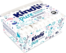 Детские ватные палочки, 60 шт - Kindii Kids Care Cotton Buds — фото N1