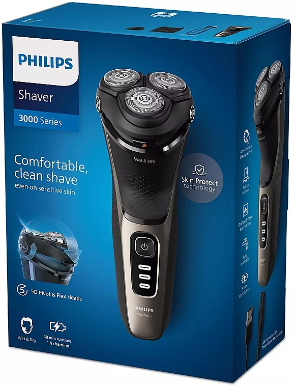 Електробритва для сухого та вологого гоління - Philips Shaver 3000 Series S3242/12 — фото N5
