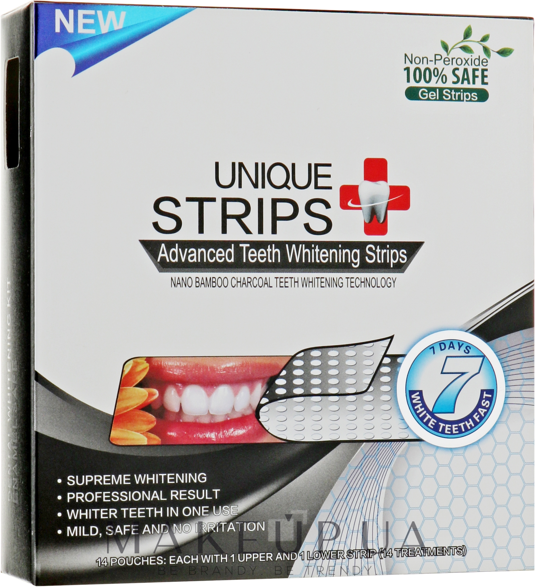 Смужки для домашнього відбілювання зубів - Unique Strips Black Intensive — фото 14шт