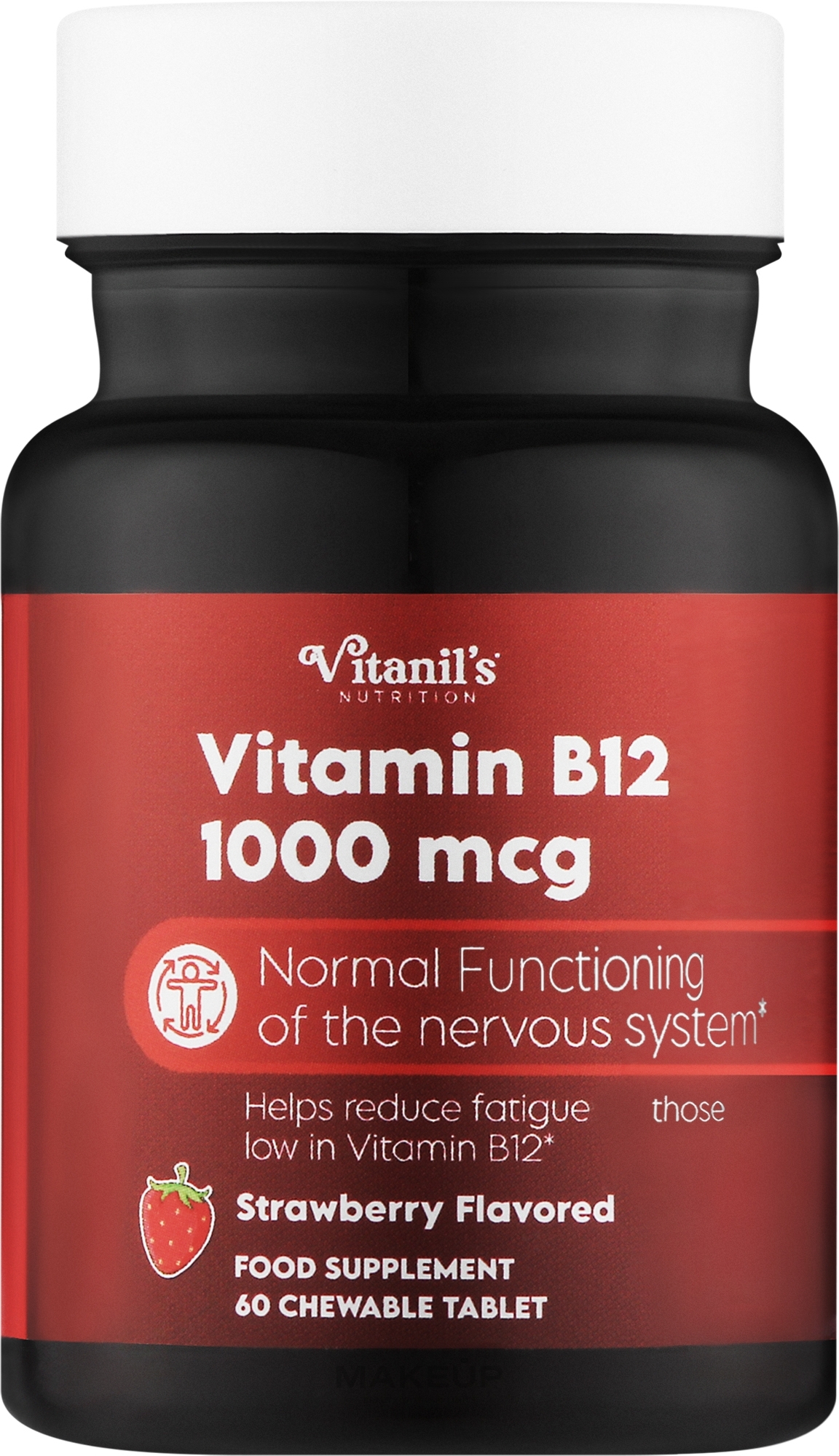 Диетическая добавка "Витамин В12" со вкусом клубники - Vitanil's — фото 60шт