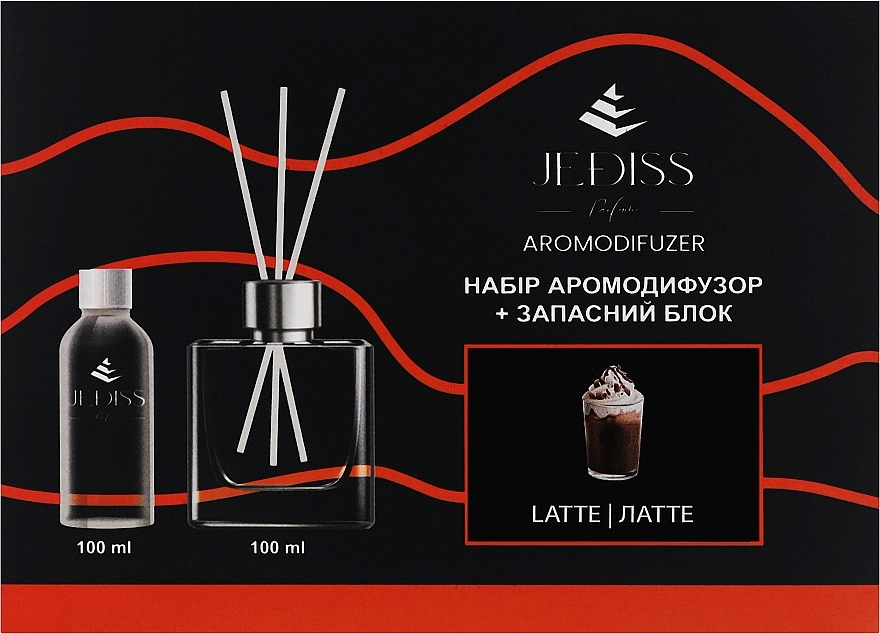 Набір "Лате" - Jediss (diff/100ml + diff/refill/100ml + sticks/5pcs) — фото N1