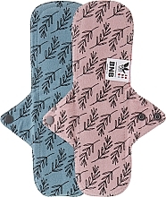 Многоразовая прокладка для менструации "Flannel", макси, 5 капли, листья акации на розовом, листья акации на серо-синем - Ecotim For Girls — фото N1