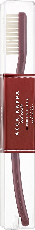 Зубна щітка жорстка, бордова - Acca Kappa Vintage Tooth Brush Nylon Hard Venetian Red Color — фото N1