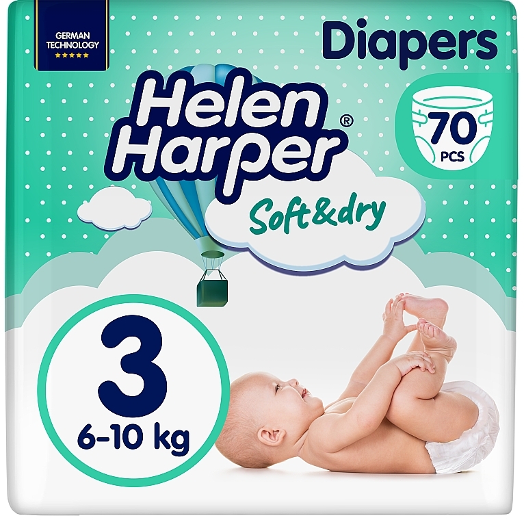 Підгузники дитячі Soft&Dry Midi 3, 6-10 кг, 70 шт. - Helen Harper — фото N1