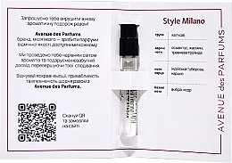 Парфумерія, косметика Avenue Des Parfums Style Milano - Парфумована вода (пробник)