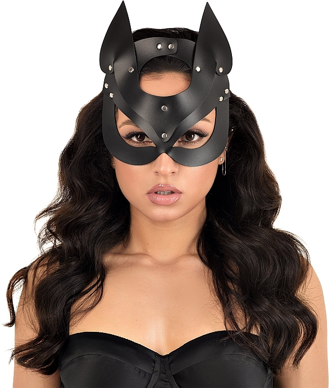 Маска кошечки, экокожа, черная "Kitty" - MAKEUP Women’s PU Leather Kitty Mask