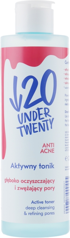 Активный глубоко очищающий тоник для лица - Under Twenty Anti! Acne Intense Active Deep Cleansing Toner