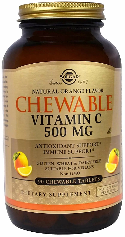 Жевательный витамин С "Апельсин" - Solgar Chewable Vitamin C 500 MG — фото N2