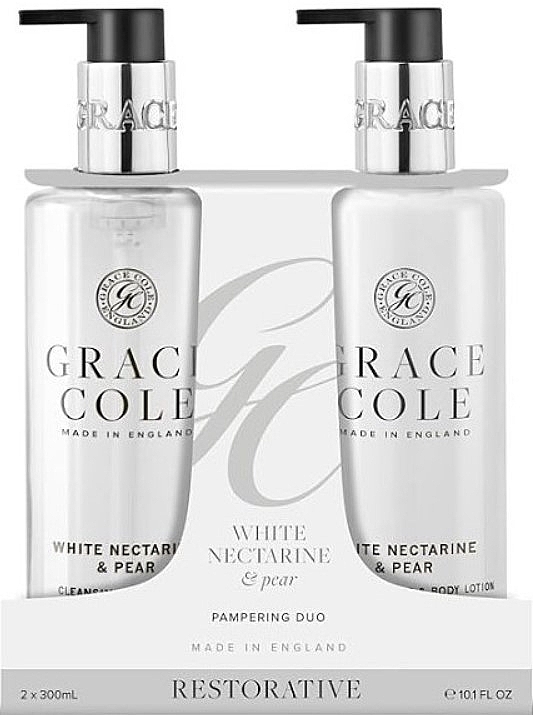 Набір - Grace Cole White Nectarine & Pear (h/wash/300ml + h/lot/300ml) — фото N1