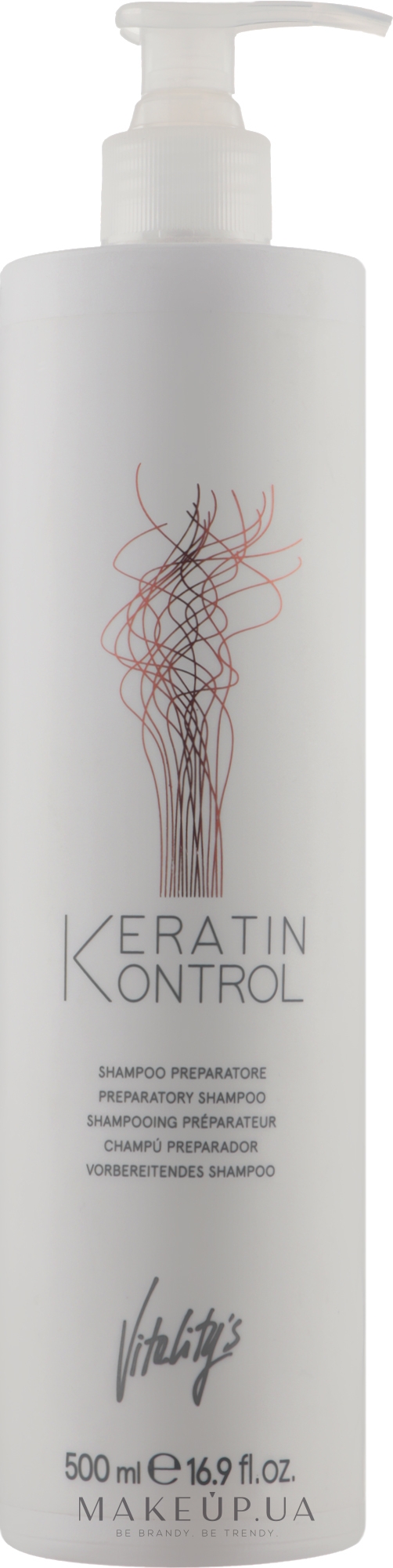 Подготовительный шампунь для волос - Vitality's Keratin Kontrol Preparatory Shampoo — фото 500ml