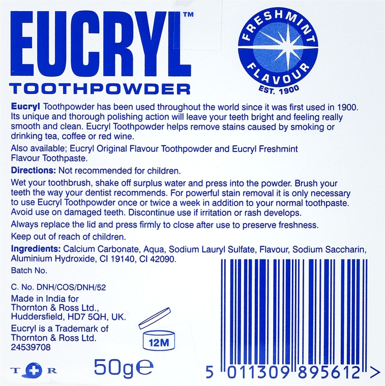 Порошок для зубів - Eucryl Toothpowder Freshmint — фото N3