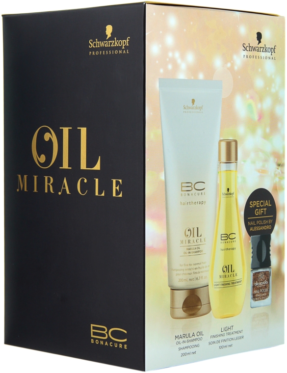 Набор - Schwarzkopf Professional Bonacure Oil Miracle Light (shm/200ml + oil/100ml + nail/10ml)