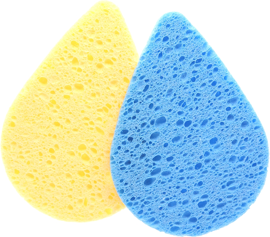 Спонж для умывания целюлоза, "Капля" голубой + светло-оранжевый - Cosmo Shop — фото N1