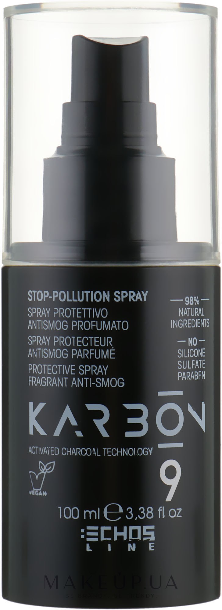 Захисний спрей антисмог - Echosline Karbon 9 Charcoal Stop-Pollution Spray — фото 100ml