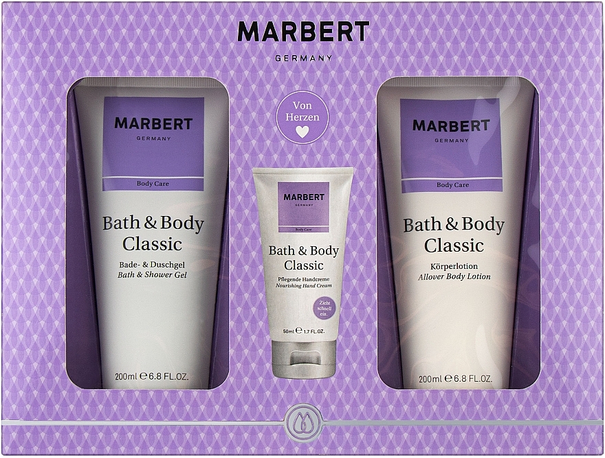 Marbert Bath & Body Classic - Набір (sh/gel/200ml + h/cr/50ml + b/lot/200ml) — фото N1