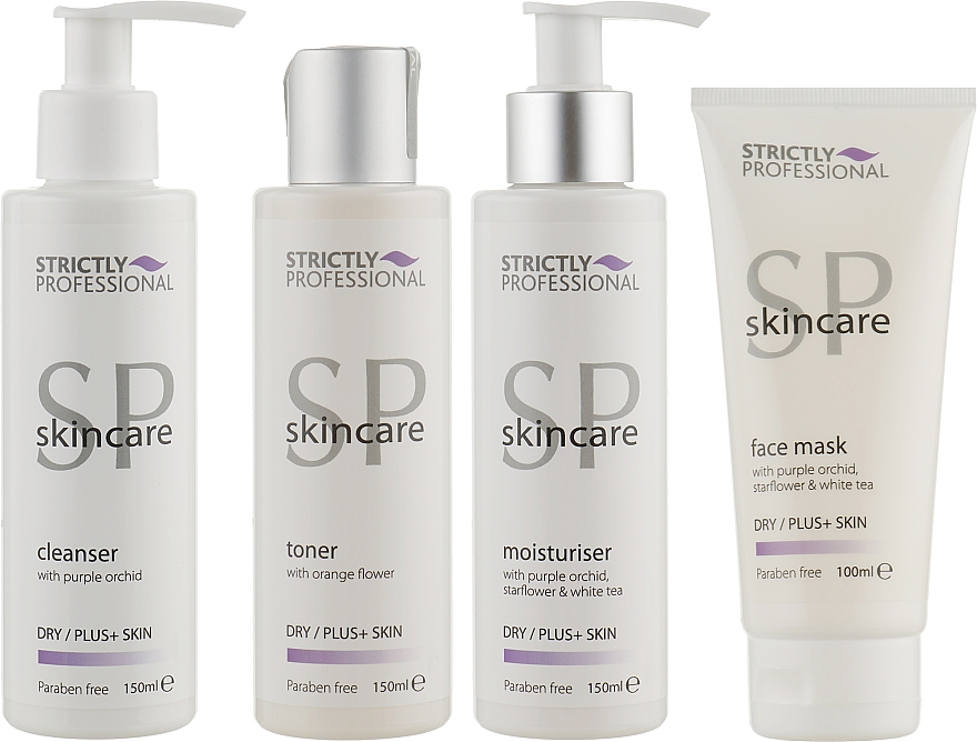Набор для сухой возрастной кожи - Strictly Professional SP Skincare (cleanser/150ml + toner/150ml + moisturiser/150ml + mask/100ml) — фото N2