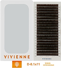 Накладні вії "Elite", темно-коричневі, 20 ліній (0.1, D, (11)) - Vivienne — фото N1