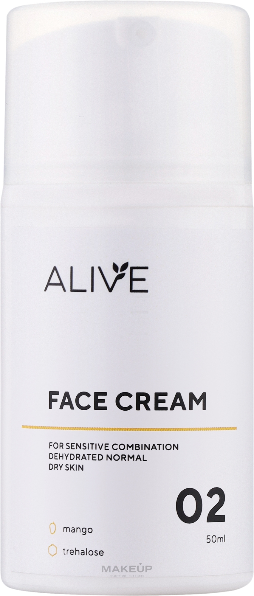 Крем для сухой, нормальной, комбинированной и чувствительной кожи - ALIVE Cosmetics Face Cream 02 — фото 50ml