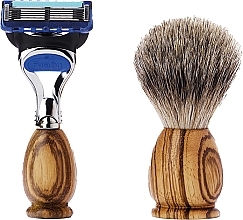 Парфумерія, косметика Набір для гоління - Acca Kappa Shaving Set In Zebra Wood Travel Size (razor/1pc + brush/1pc)