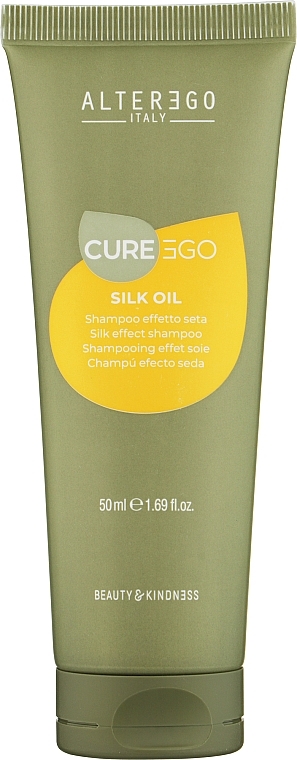 Шампунь для неслухняного і в'юнкого волосся - Alter Ego Silk Oil Shampoo (міні) — фото N3