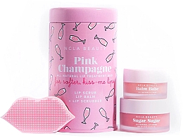 Парфумерія, косметика Набір "Рожеве шампанське"  - NCLA Beauty Pink Champagne (l/balm/10ml + l/scrub/15ml + scrubber)