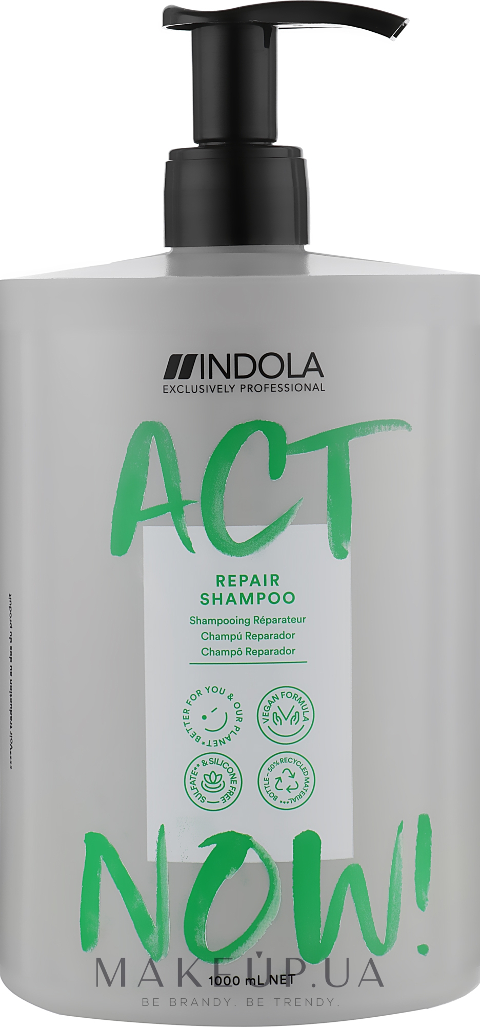 Шампунь відновлювальний для пошкодженого волосся - Indola Act Now! Repair Shampoo — фото 1000ml