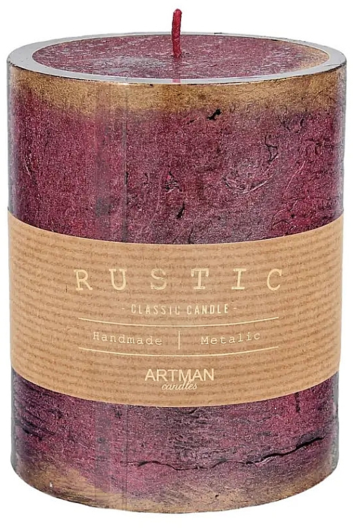 Декоративная свеча, бордовая, 9х11.5 см - Artman Rustic Metalic — фото N1