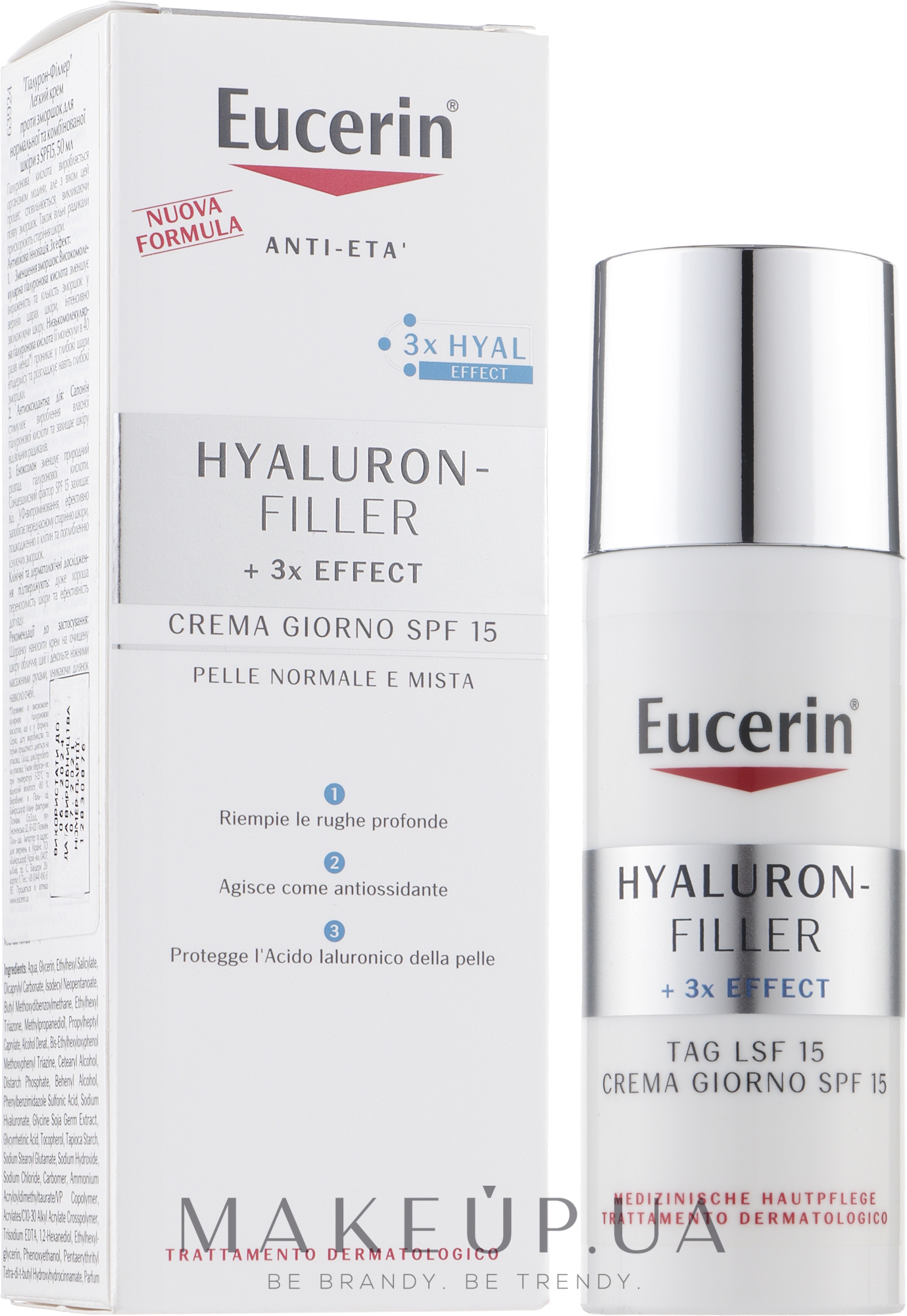 Дневной крем против морщин для нормальной и комбинированной кожи - Eucerin Hyaluron-Filler Day Cream For Combination To Oily Skin — фото 50ml