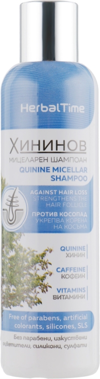 Хініновий міцелярний шампунь - Herbal Time Anti Loss Micellar Shampoo — фото N1