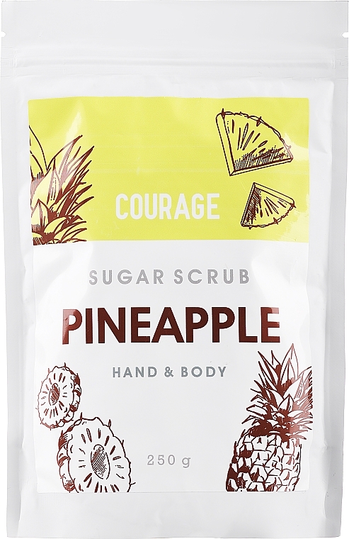 Сахарный скраб для рук и тела «Ананас» - Courage Pineapple Hands & Body Sugar Scrub (дой-пак) — фото N3