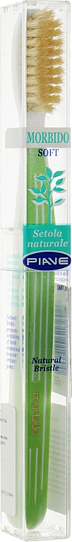 Зубная щетка с натуральной щетиной, мягкая, салатовая - Piave  — фото N1