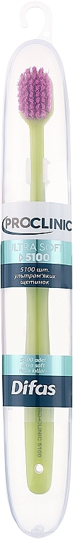 Зубная щетка "Ultra Soft" 512063, салатовая с розовой щетиной, в кейсе - Difas Pro-Clinic 5100 — фото N1