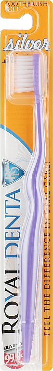 М'яка зубна щітка з наночастинками срібла для дітей і тих, хто носить зубні скоби, фіолетова - Royal Denta Silver Mini Toothbrush — фото N1