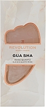 Массажер гуаша для лица, розовый кварц, в светлой упаковке - Revolution Skincare Rose Quartz Gua Sha — фото N2