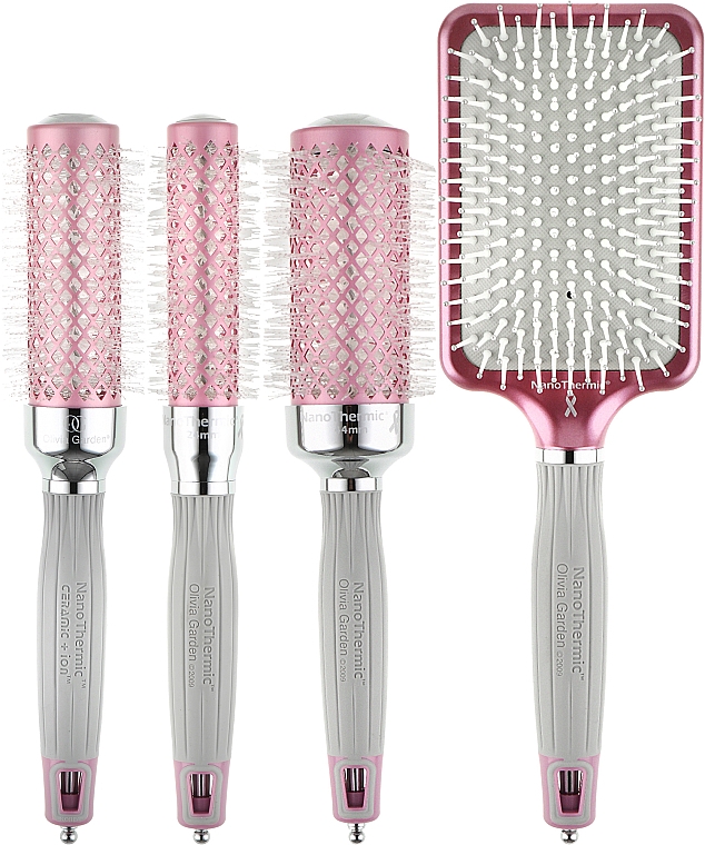 Набор щеток для волос, 4 шт. - Olivia Garden Nano Thermic+ ion Pink Edition — фото N1