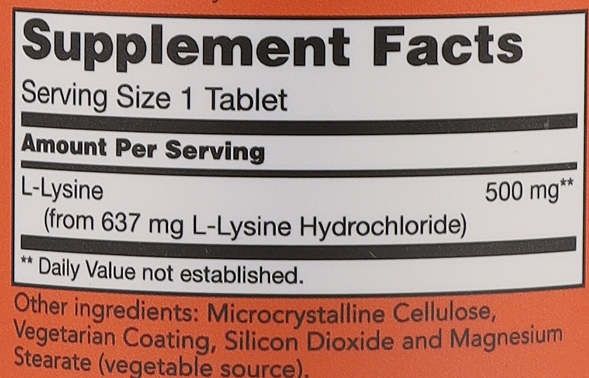 Аминокислота "L-Лизин", 500 мг - Now Foods L-Lysine Tablets — фото N4