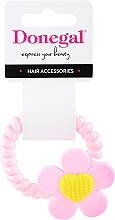 Парфумерія, косметика Резинка для волосся FA-5634+1, світло-рожева з квіткою - Donegal