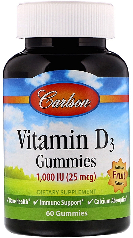 Дитячі жувальні таблетки з вітаміном D3  - Carlson Labs Kid's Vitamin D3 Gummies — фото N1