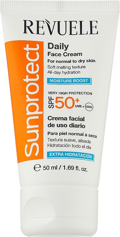 Солнцезащитный крем для лица увлажняющий - Revuele Sunprotect Moisture Boost Daily Face Cream For Normal To Dry Skin SPF 50+  — фото N1