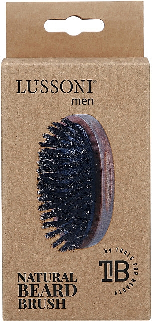 Щетка для бороды с натуральным ворсом кабана, овальная - Lussoni Men Natural Beard Brush — фото N3