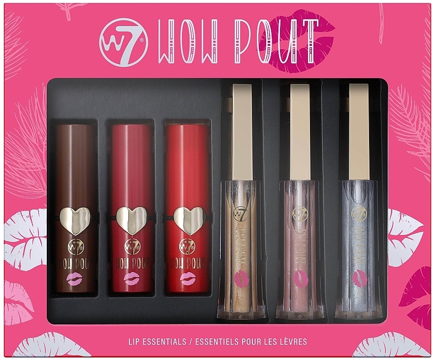 Набор - W7 Wow Pout (lipstick/3x3.5g + lip/gloss/3x3ml) — фото N1