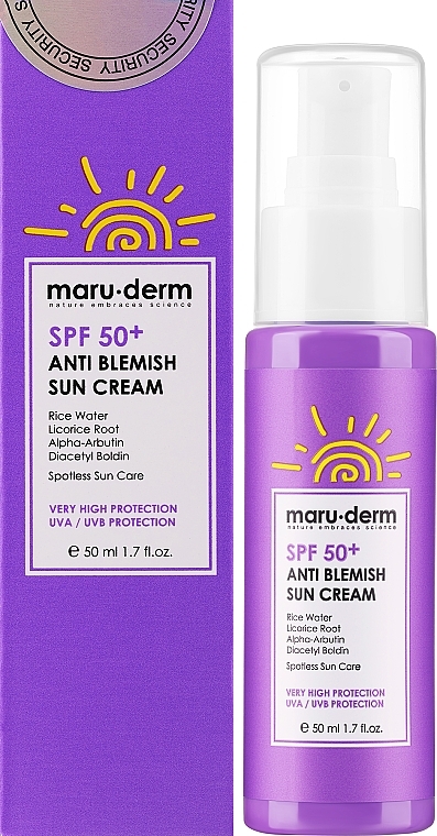 Сонцезахисний крем для обличчя проти пігментних плям - Maruderm Cosmetics Anti-Blemish Sun Cream SPF 50 — фото N2