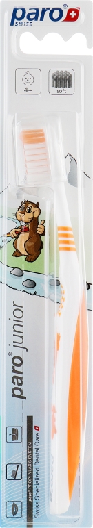 Дитяча зубна щітка з 4 років, помаранчева - Paro Swiss Junior — фото N1