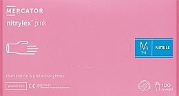Парфумерія, косметика Рукавички нітрилові, оглядові, рожеві, розмір М - Mercator Medical Nitrylex Pink
