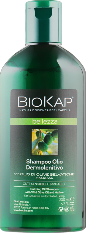 Успокаивающий шампунь с оливковым маслом и мальвой - BiosLine BioKap Calming Oil Shampoo — фото N2