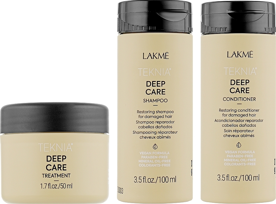 УЦЕНКА Набор восстанавливающий для сухих или поврежденных волос - Lakme Teknia Deep Care (shm/100ml + conditio/100ml + mask/50ml) * — фото N3