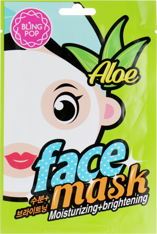 Маска для обличчя, з екстрактом алое  - Bling Pop Aloe Moisturizing & Brightening Mask