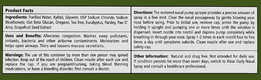 Натуральний сольовий назальний спрей "Спасіння" з ксилітом та ефірними оліями - Xlear — фото N3