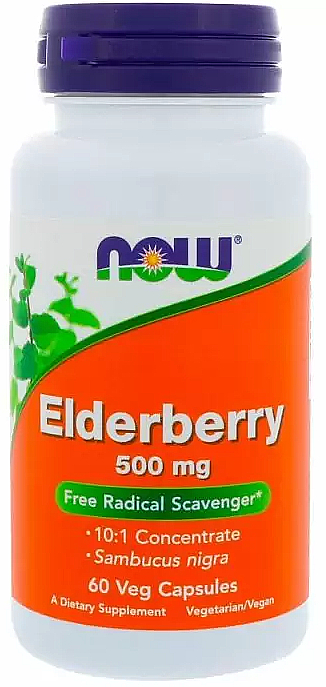 Капсули "Здоровий імунітет. Бузина", 500 мг - Now Foods Elderberry — фото N1